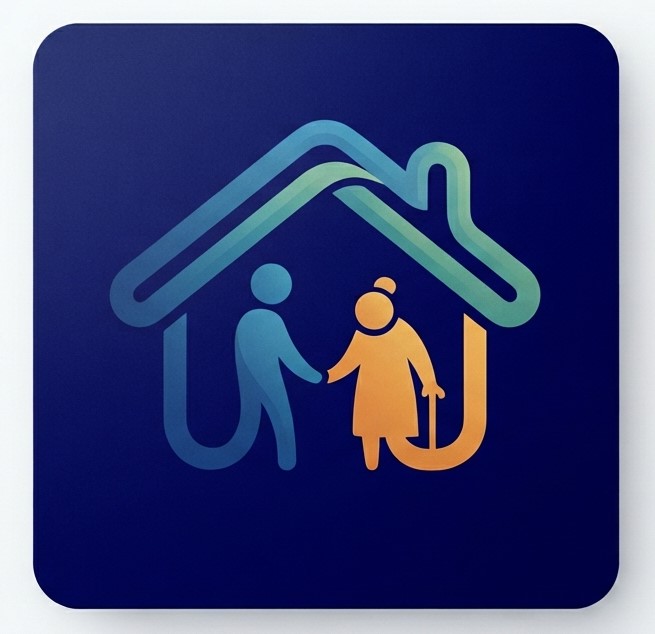 Hom Care Service logo – house outline with caregiver and elder